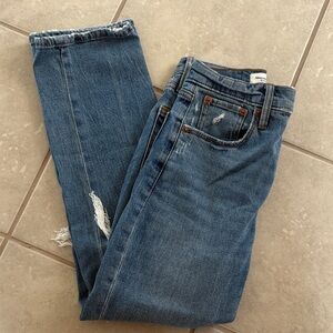 Abercrombie & Fitch Women's Medium Blue Straight-Leg Jeans with Distress